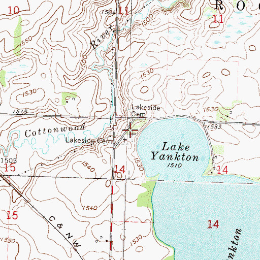 Topographic Map of Lakeside Cemetery, MN