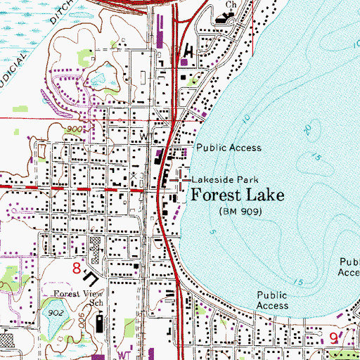Topographic Map of Lakeside Park, MN
