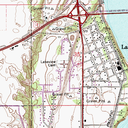 Topographic Map of Lakeview Cemetery, MN