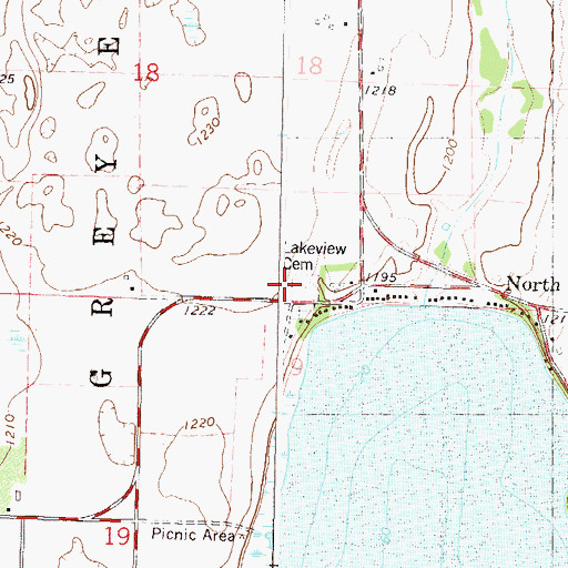 Topographic Map of Lakeview Cemetery, MN