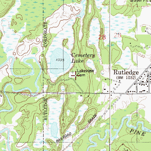 Topographic Map of Lakeview Cemetery, MN