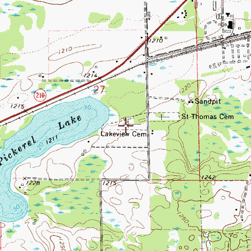 Topographic Map of Lakeview Cemetery, MN