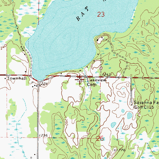 Topographic Map of Lakeview Cemetery, MN