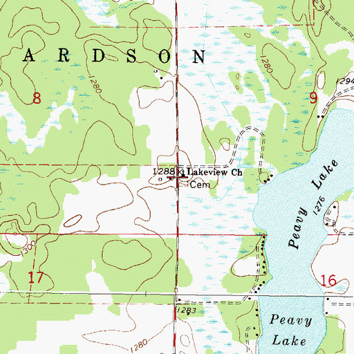 Topographic Map of Lakeview Church, MN