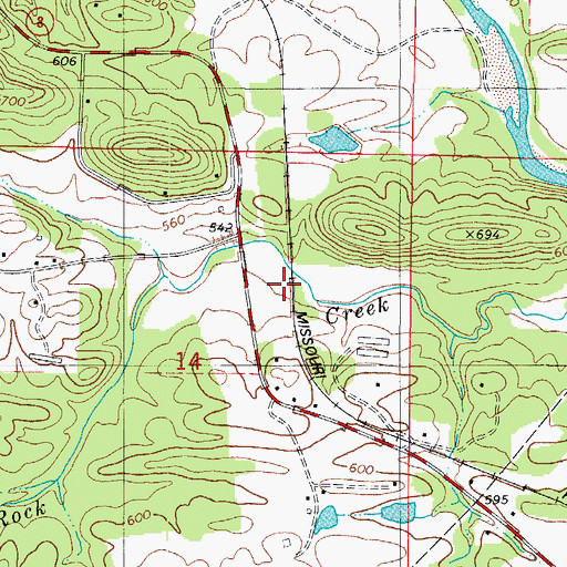 Topographic Map of Rock Creek (historical), AR