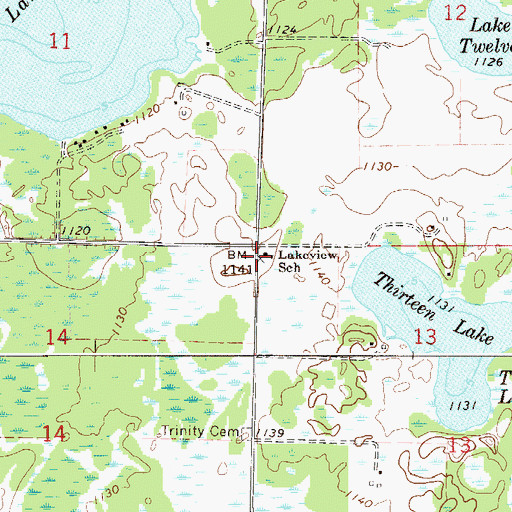 Topographic Map of Lakeview School, MN