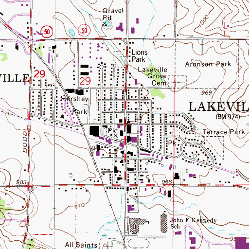 Topographic Map of Lakeville, MN