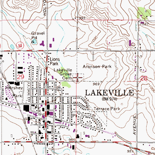 Topographic Map of Lakeville Grove Cemetery, MN