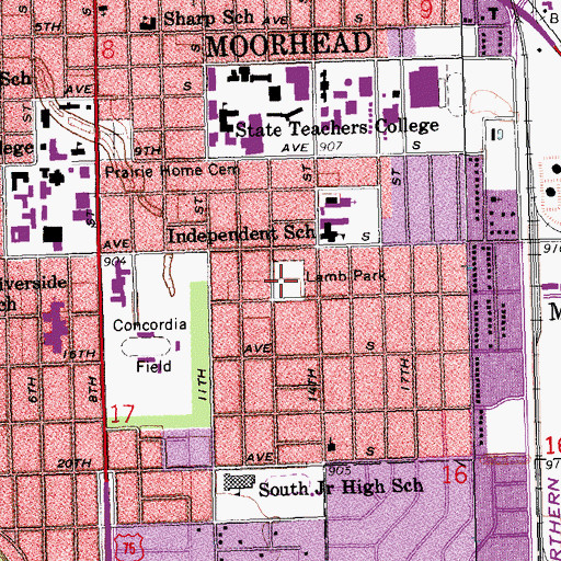 Topographic Map of Lamb Park, MN