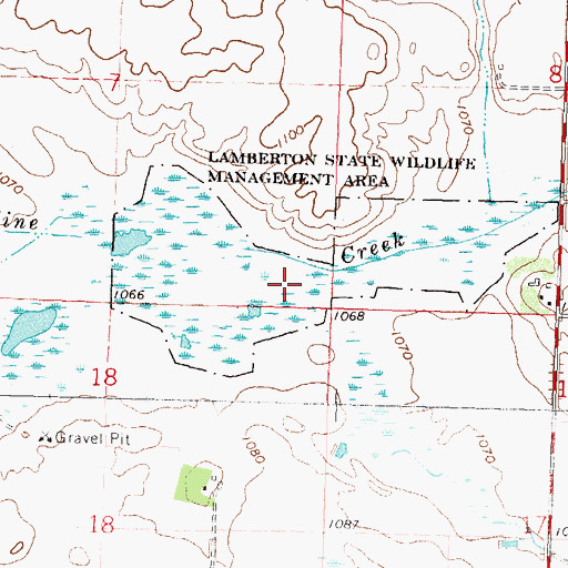 Topographic Map of Lamberton State Wildlife Management Area, MN
