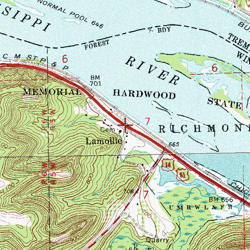 Topographic Map of Lamoille, MN