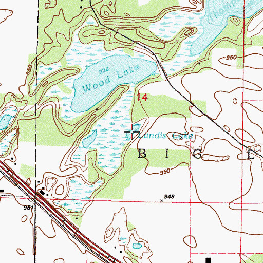 Topographic Map of Landis Lake, MN