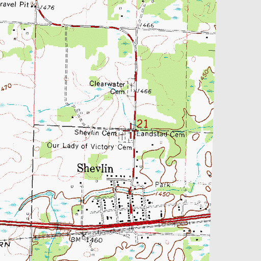 Topographic Map of Landstad Cemetery, MN