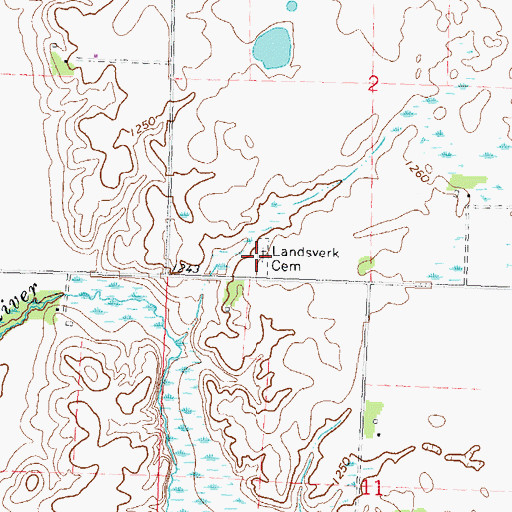 Topographic Map of Landsverk Cemetery, MN