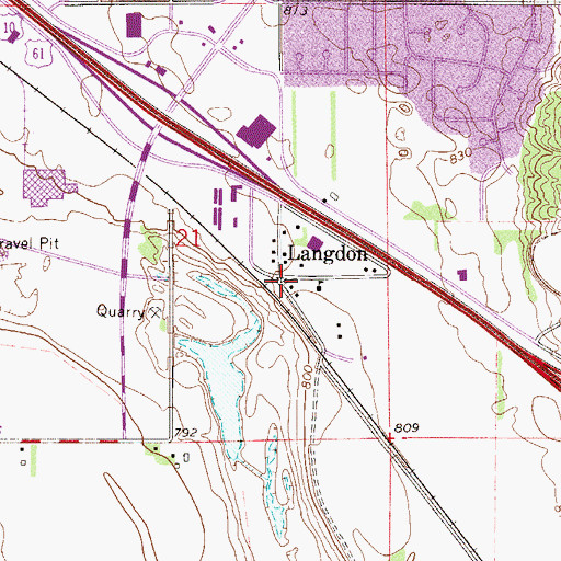 Topographic Map of Langdon, MN