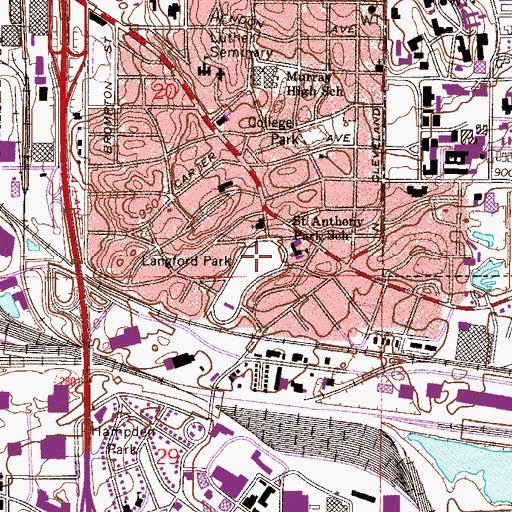 Topographic Map of Langford Park, MN