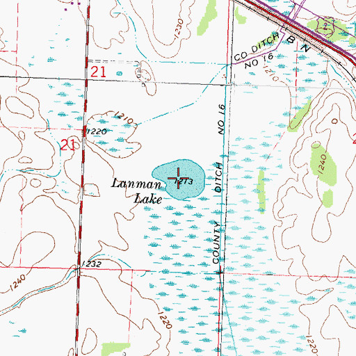Topographic Map of Lanman Lake, MN