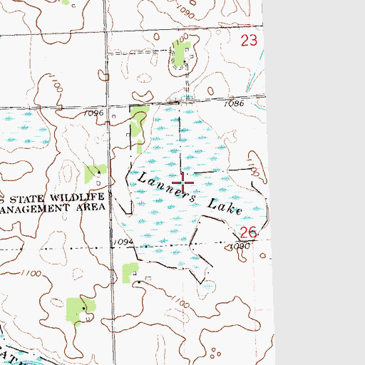 Topographic Map of Lanners Lake, MN