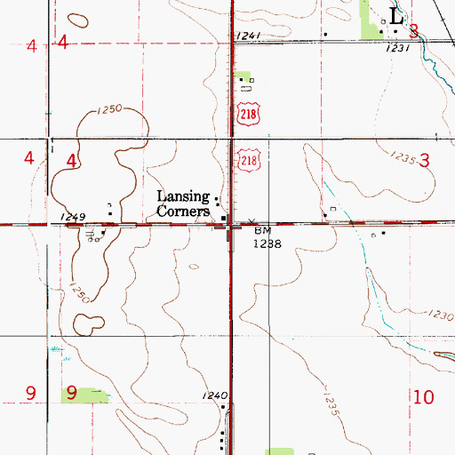 Topographic Map of Lansing Corners, MN