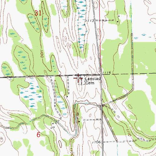 Topographic Map of Lanstad Cemetery, MN