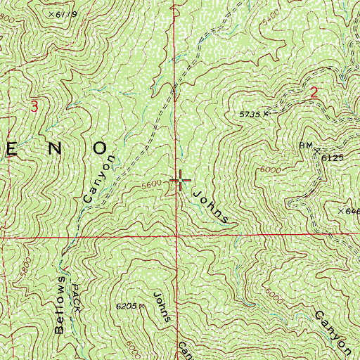 Topographic Map of Johns Canyon, AZ