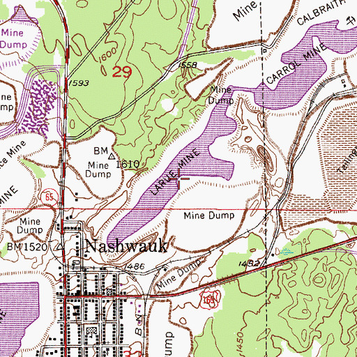Topographic Map of Larue Mine, MN
