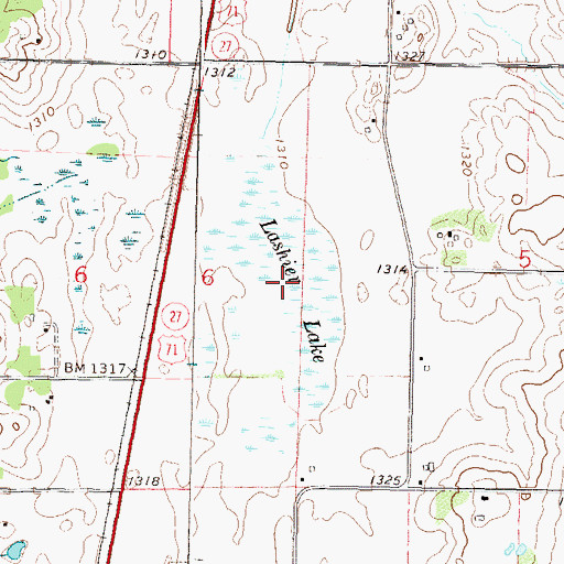 Topographic Map of Lashier Lake, MN
