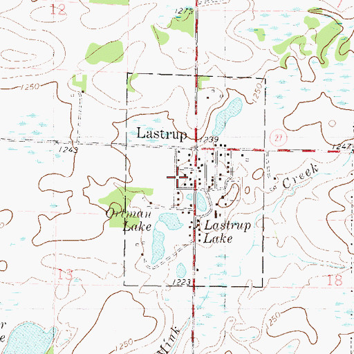 Topographic Map of Lastrup, MN