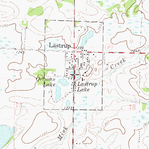 Topographic Map of Lastrup Lake, MN