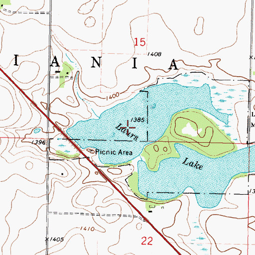 Topographic Map of Laurs Lake, MN