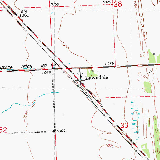 Topographic Map of Lawndale, MN