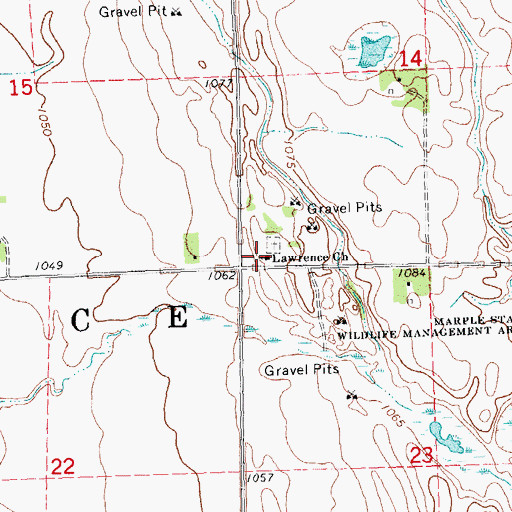 Topographic Map of Lawrence Church, MN