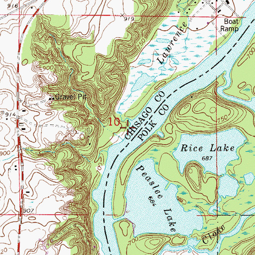Topographic Map of Lawrence Creek, MN
