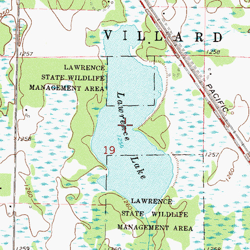 Topographic Map of Lawrence Lake, MN