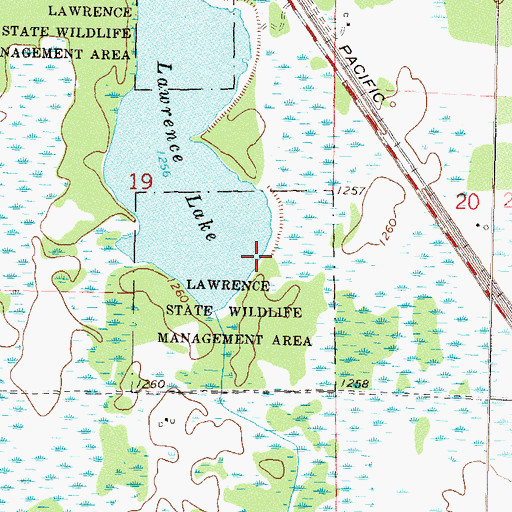 Topographic Map of Lawrence State Wildlife Management Area, MN