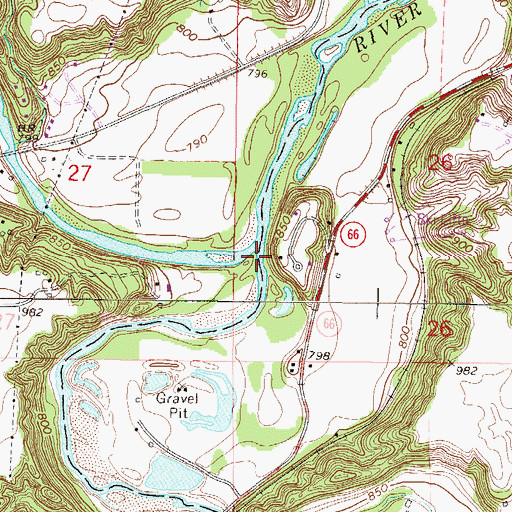 Topographic Map of Le Sueur River, MN