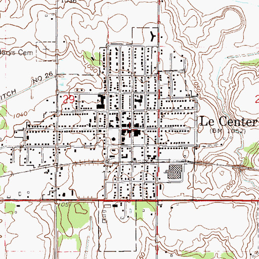 Topographic Map of Le Center, MN