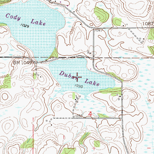 Topographic Map of Duban Lake, MN