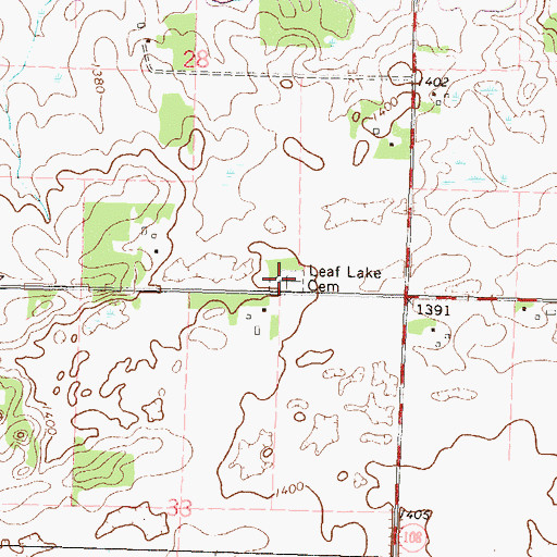 Topographic Map of Leaf Lake Cemetery, MN