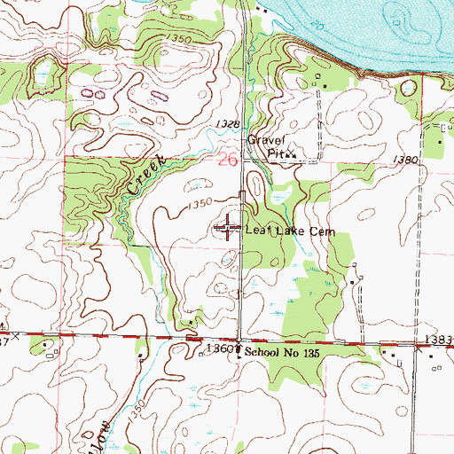 Topographic Map of Leaf Lake Cemetery, MN