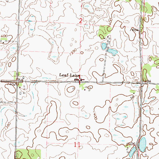 Topographic Map of Leaf Lake Church, MN