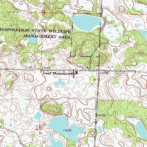 Topographic Map of Leaf Mountain Church, MN