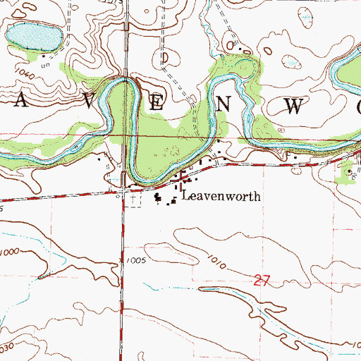 Topographic Map of Leavenworth, MN