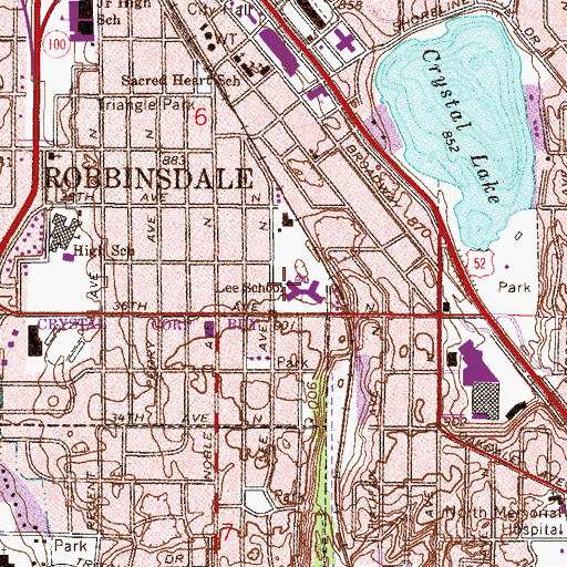 Topographic Map of Lee School, MN
