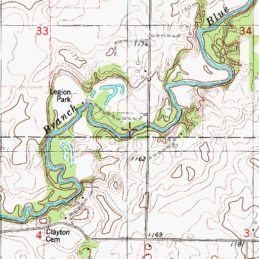 Topographic Map of Legion Park, MN