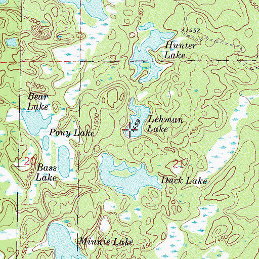 Topographic Map of Lehman Lake, MN