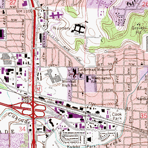 Topographic Map of Saint Pius Catholic School, MN