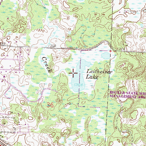 Topographic Map of Leitheiser Lake, MN
