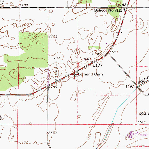 Topographic Map of Lemond Cemetery, MN