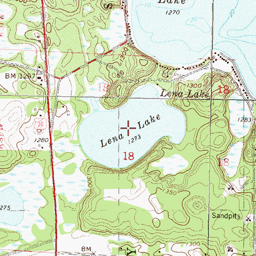 Topographic Map of Lena Lake, MN